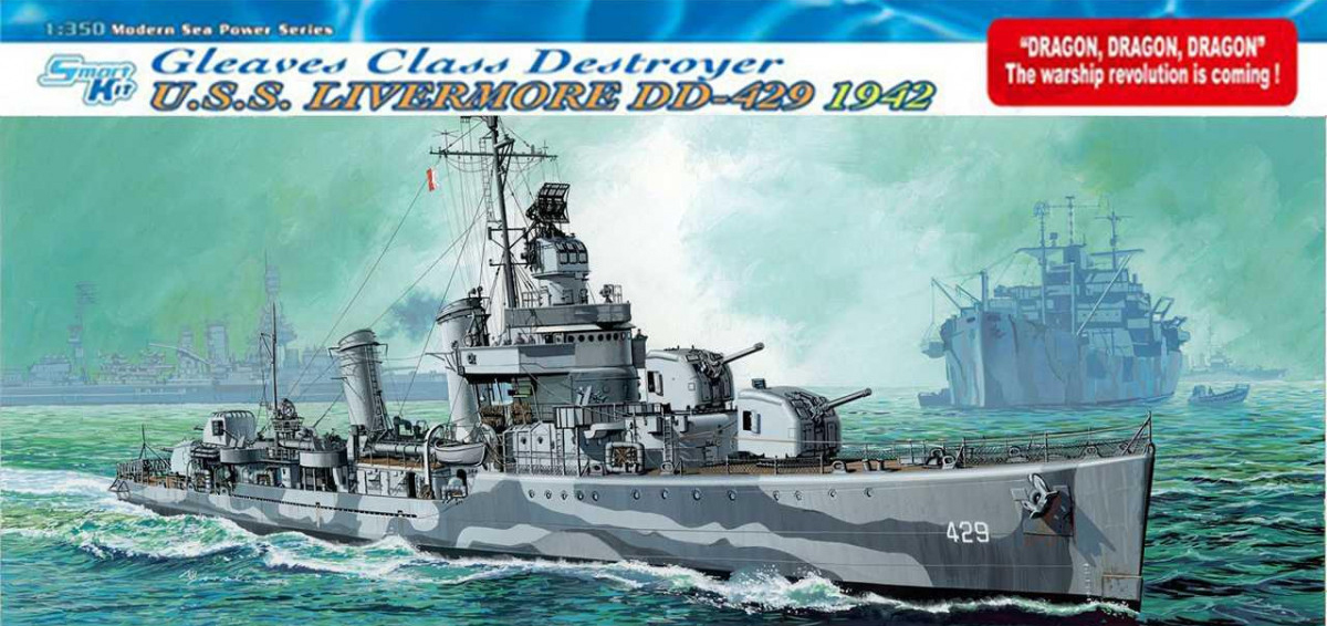 DR1027 - U.S.S. LIVERMORE DD-429 GLEAVES CLASS DESTROYER 1942 (SMART KIT)