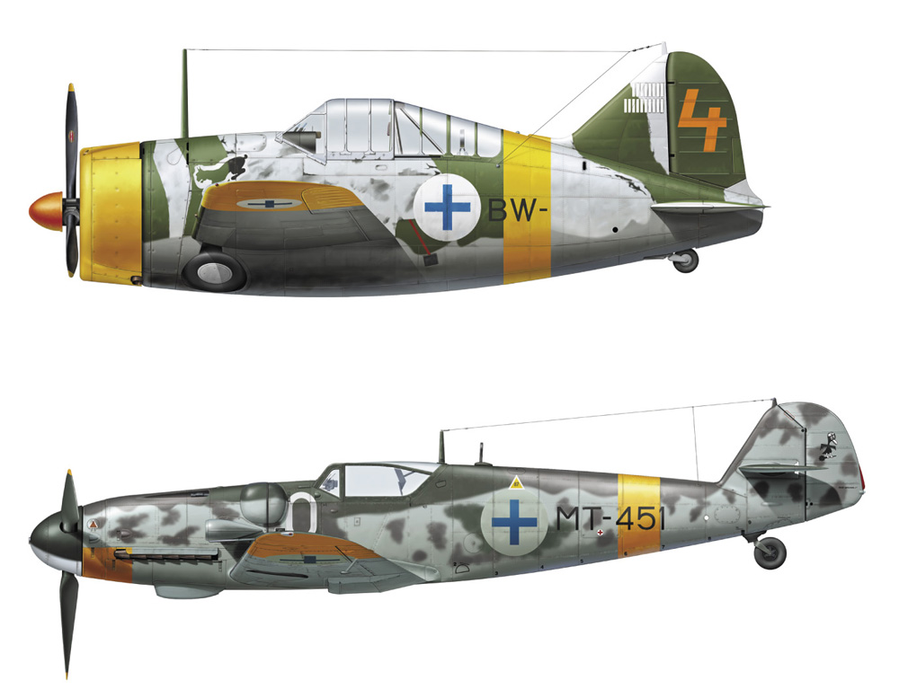 HA02439 - B-239 Bufallo & Messerschmitt Bf109G-6, Juutilaine