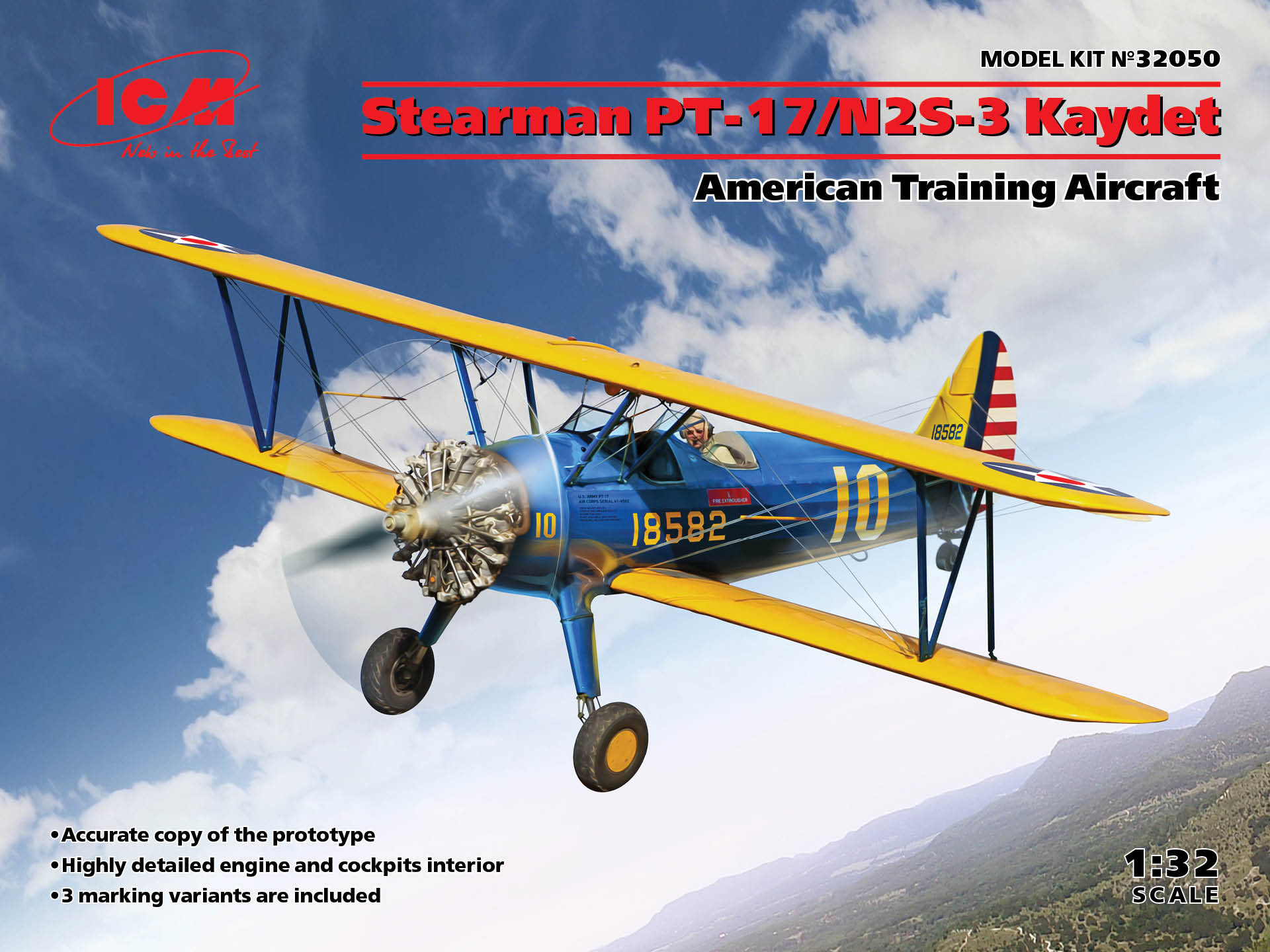 ICM32050 - Stearman PT-17/N2S-3 Kaydet American Training Aircraft