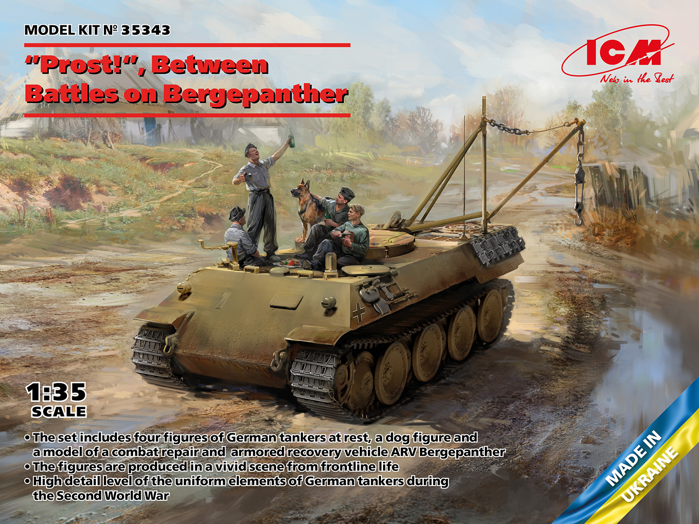 ICM35343 - Prost! Between Battles on Bergepanther WWII German Tankmen with Ber