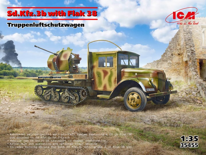 ICM35455 - Sd.Kfz.3b with Flak 38 AA Gun