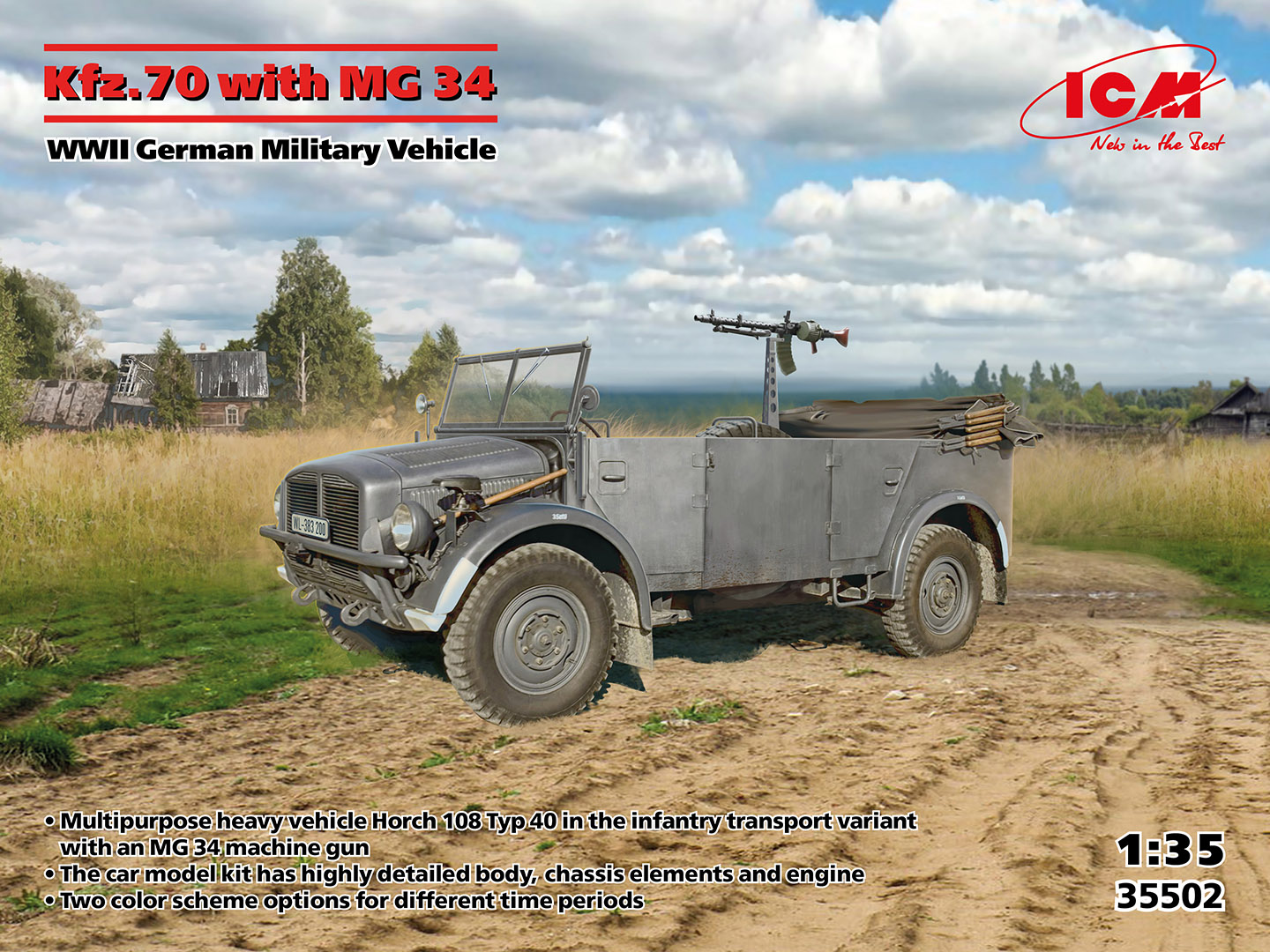 ICM35502 - Kfz.70 with MG 34 WWII German Military Vehicle