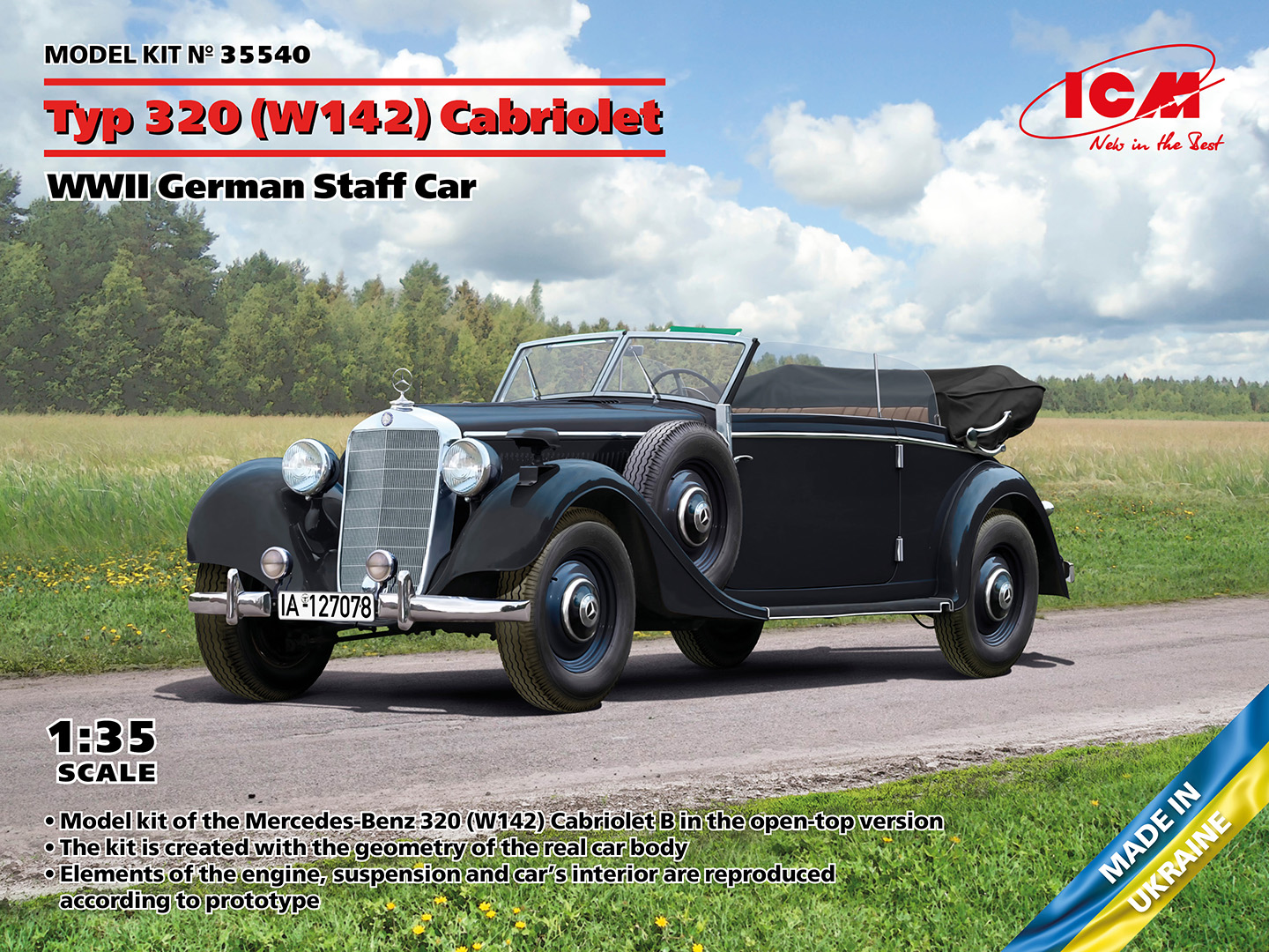 ICM35540 - Typ 320 W142Cabriolet WWII German Staff Car
