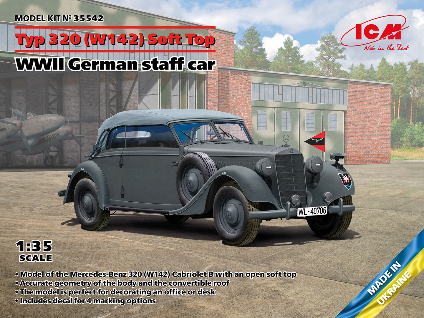 ICM35542 - Typ 320 W142Cabriolet Soft Top WWII German staff car