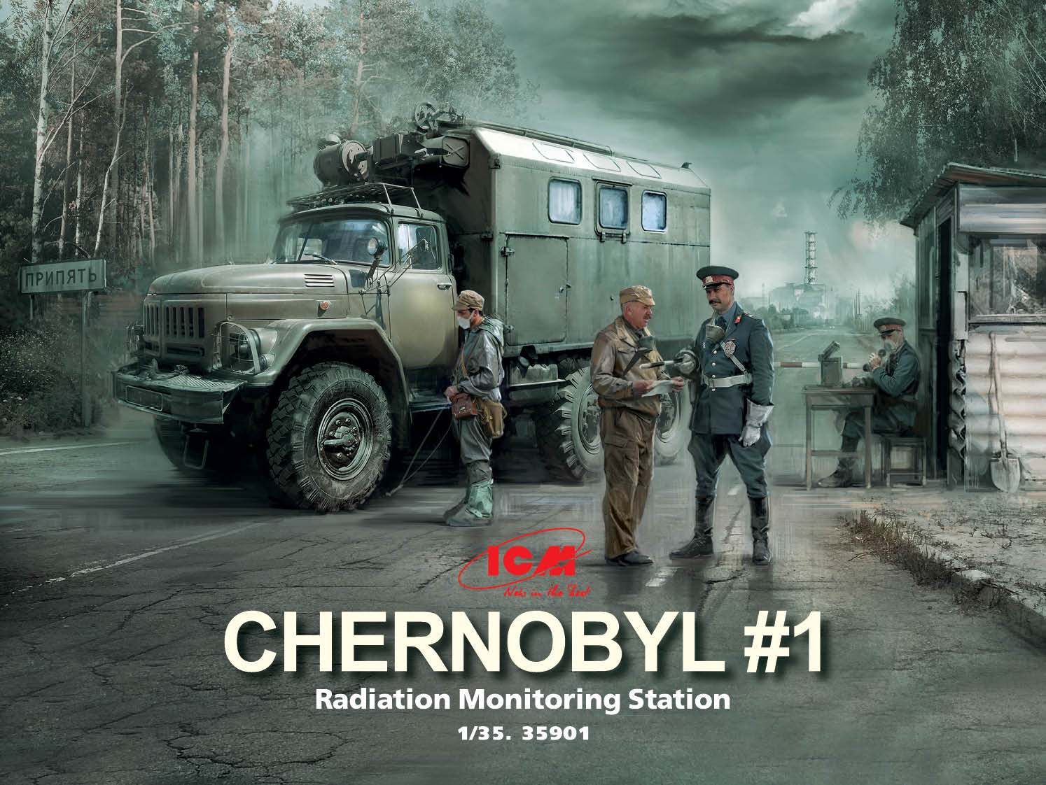 ICM35901 - Chernobyl#1. Radiation Monitoring Station ZiL-131KShM truck & 5 fig