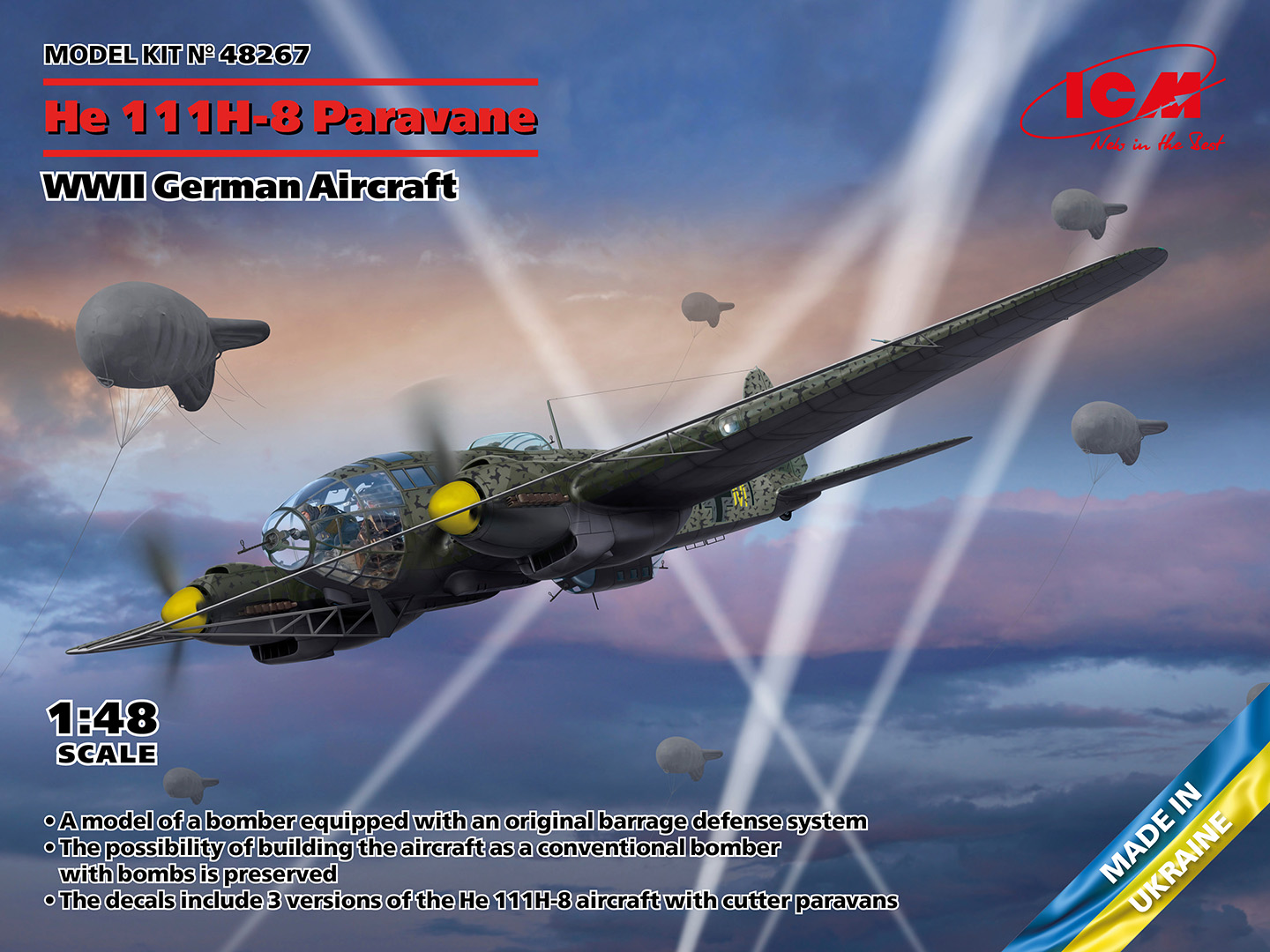ICM48267 - He 111H-8 Paravane WWII German Aircraft
