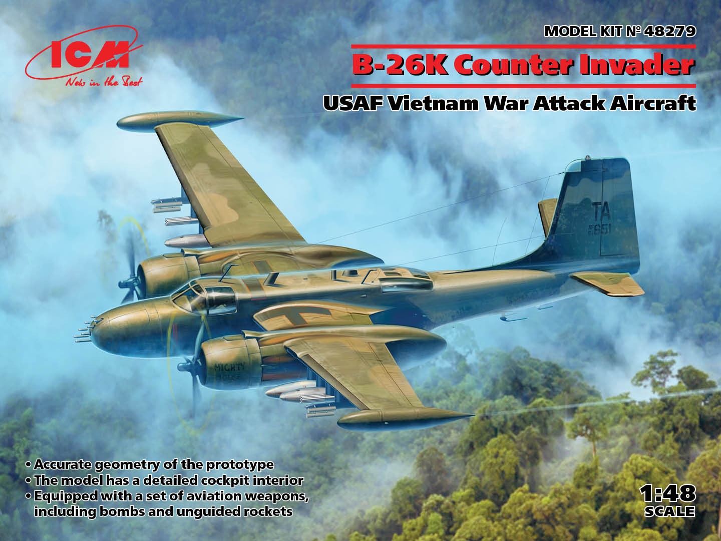 ICM48279 - B-26K Counter Invader USAF Vietnam War Attack Aircraft