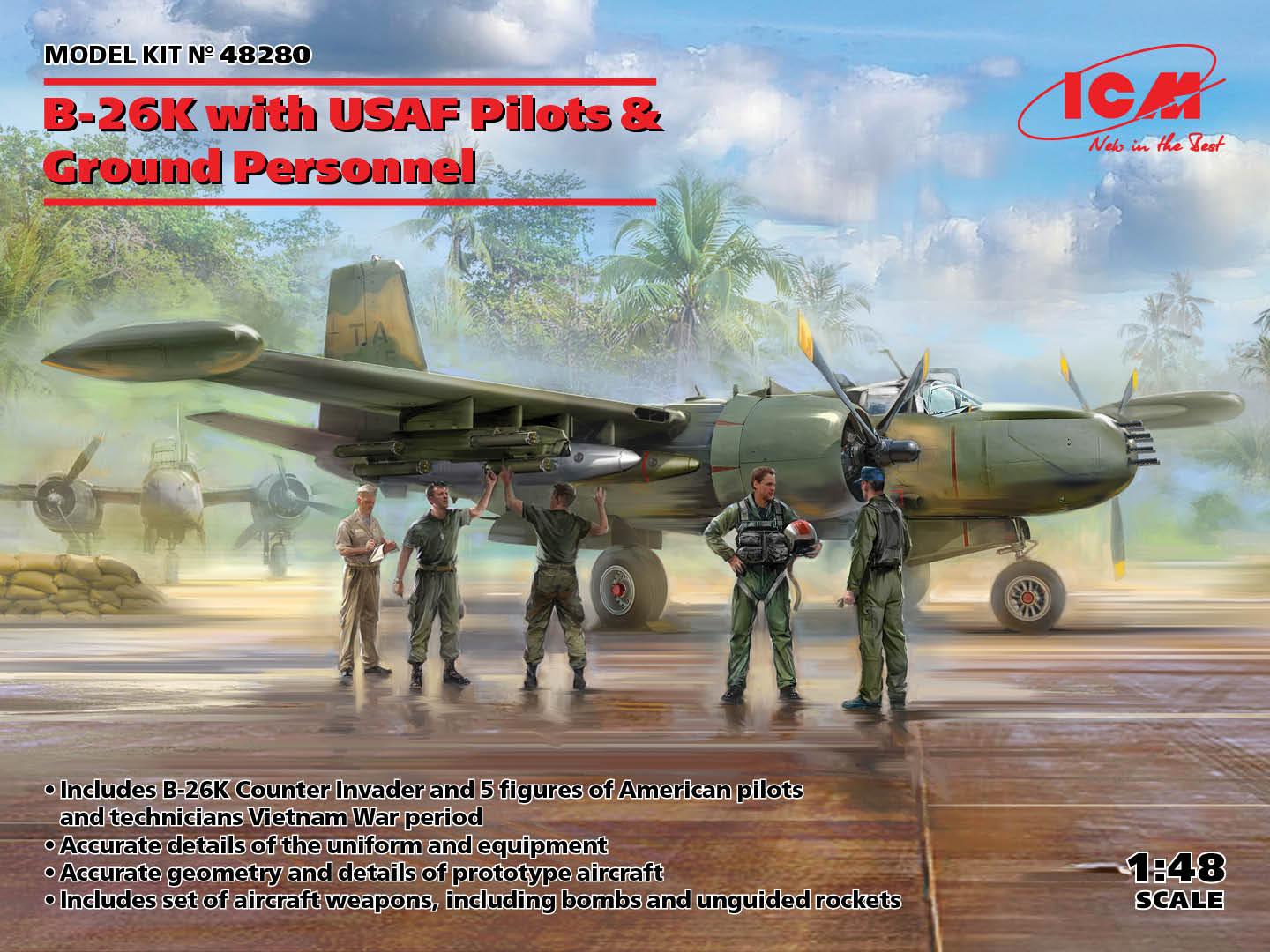 ICM48280 - B-26K with USAF Pilots & Ground Personnel