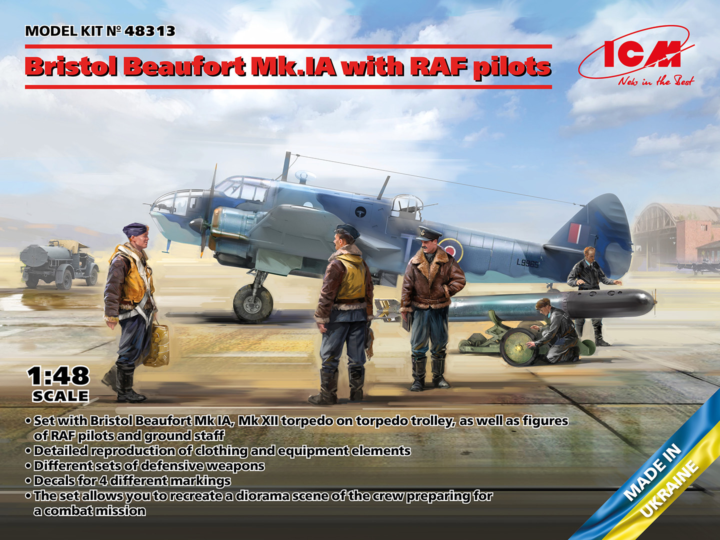 ICM48313 - Bristol Beaufort Mk.IA with RAF pilots