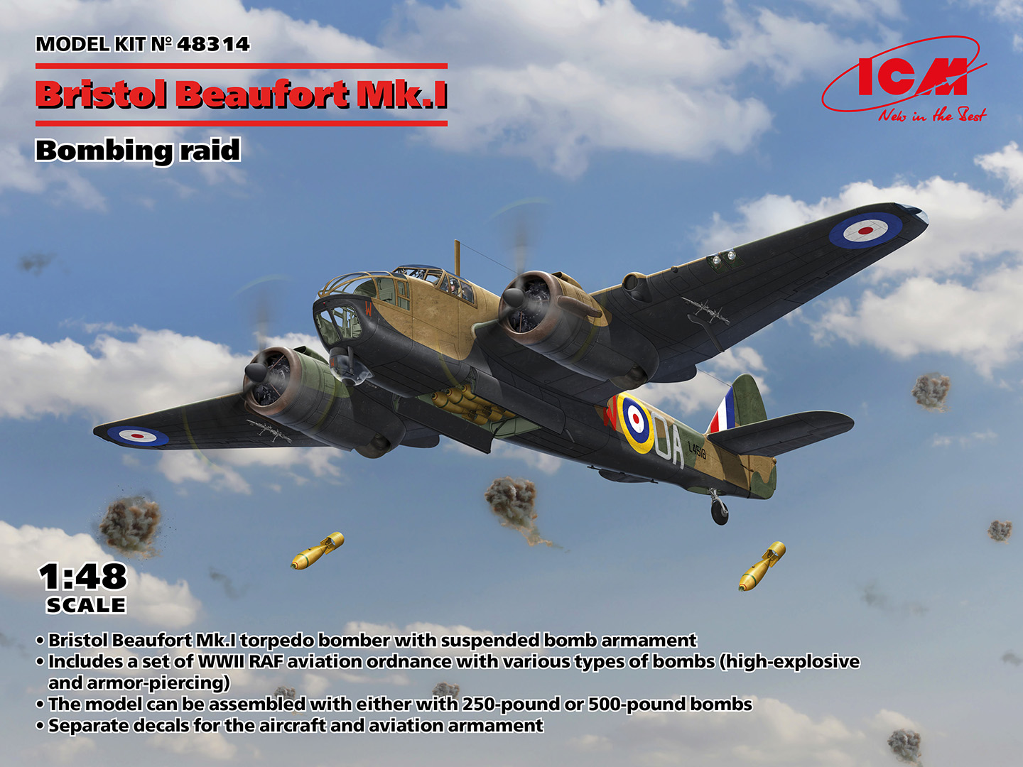 ICM48314 - Bristol Beaufort Mk.I. Bombing raid