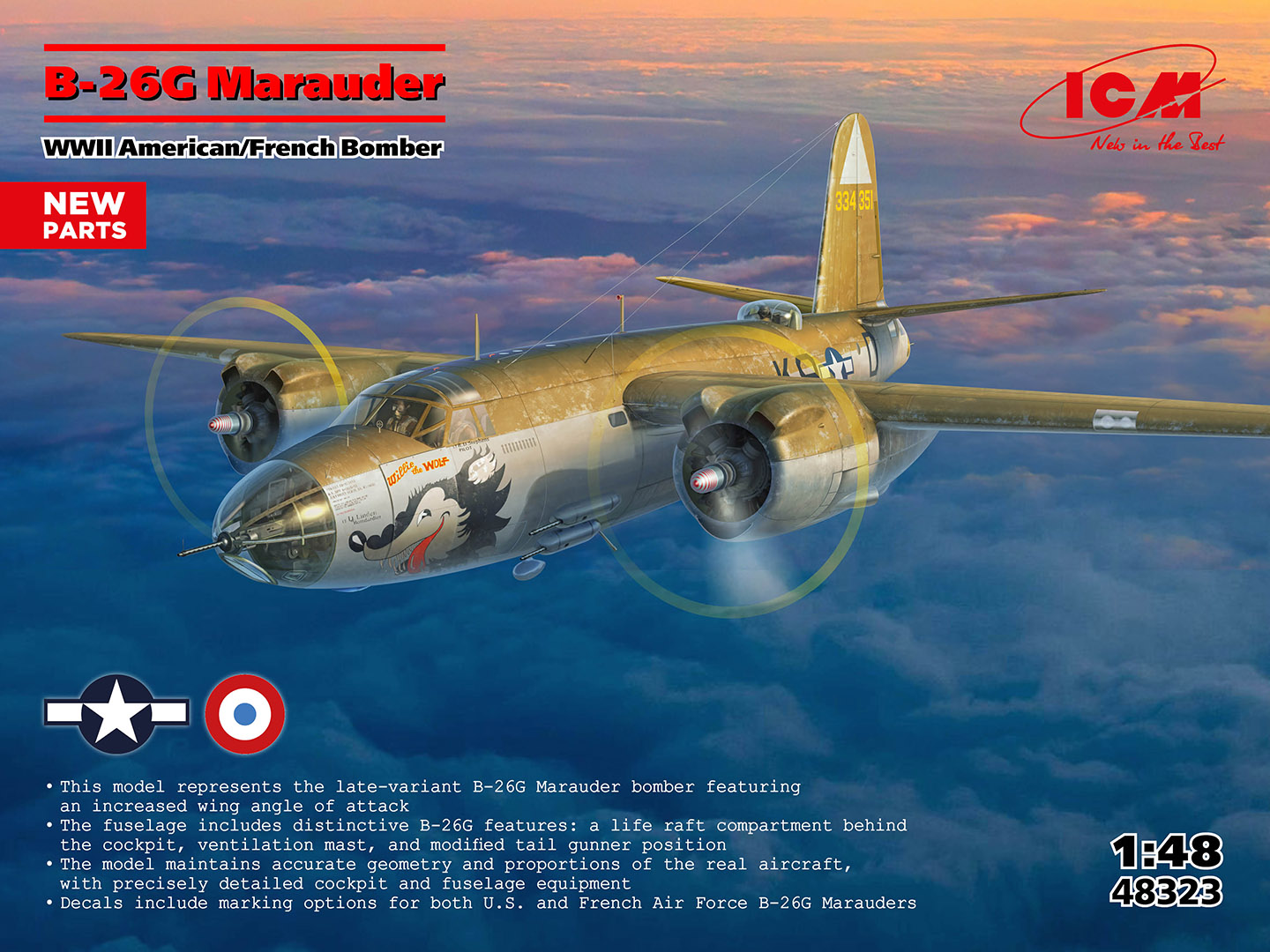ICM48323 - B-26G Marauder, WWII  American/France Bomber