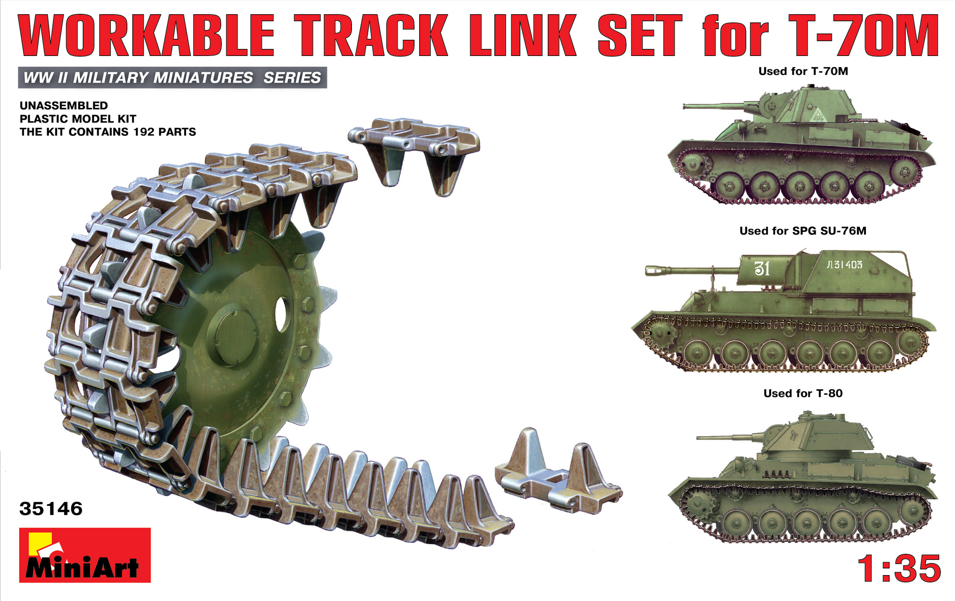 MA35146 - WORKABLE TRACK LINK SET FOR T-70M LIGHT TANK