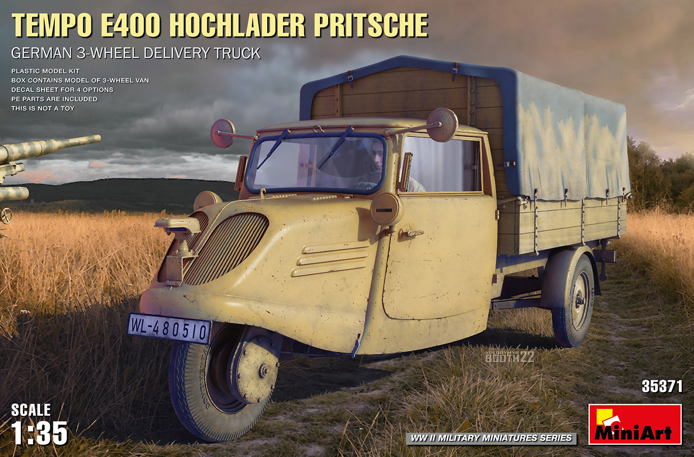 MA35371 - Tempo E400 Hochlader Pritsche. German 3-Wheel Delivery Truck