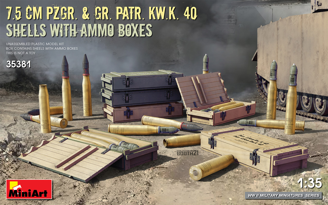 MA35381 - 7.5 cm Pzgr. & Gr. Patr. Kw.K. 40  Shells with Ammo Boxes