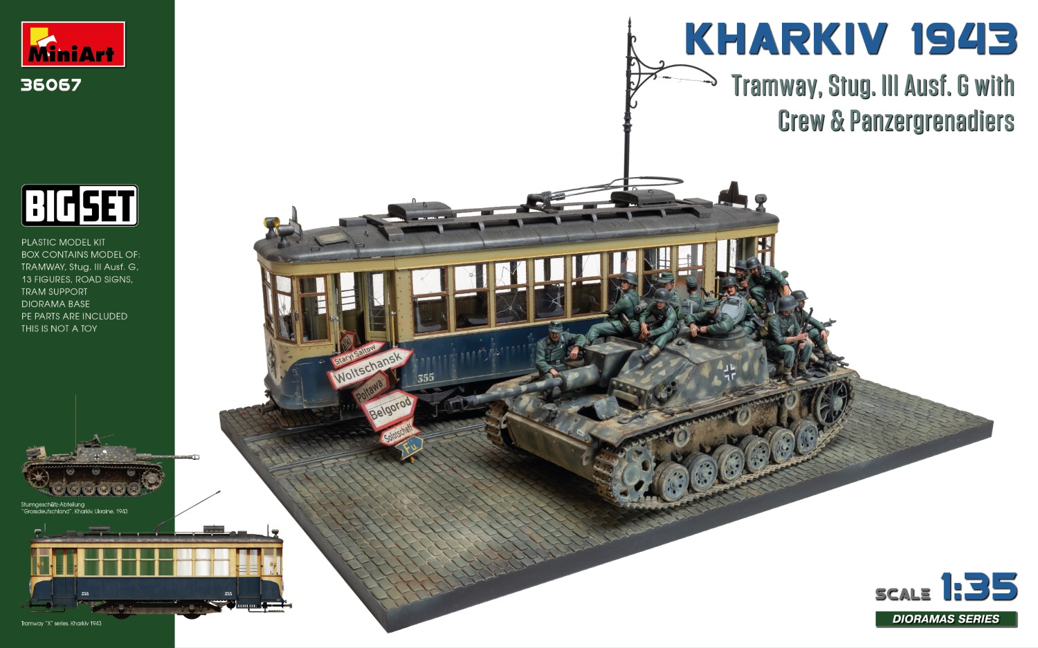 MA36067 - Kharkiv 1943: Tram & Stug. III Ausf. G w/Crew. Big Set