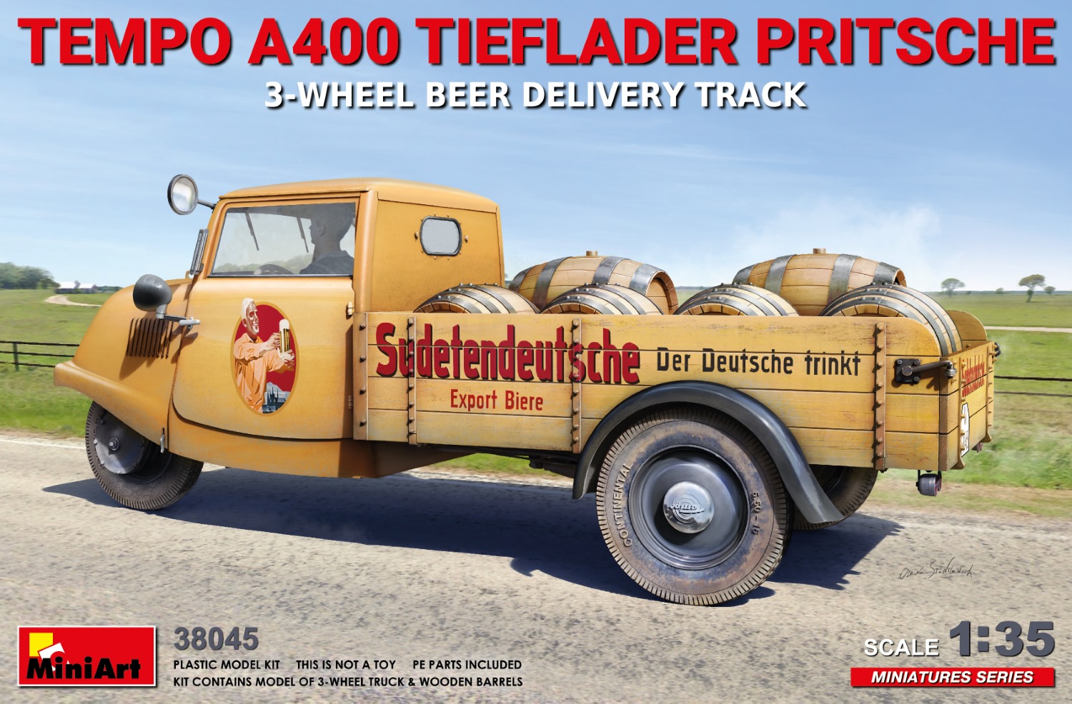 MA38045 - Tempo A400 Tieflader Pritsche 3-Wheel Beer Delivery Truck